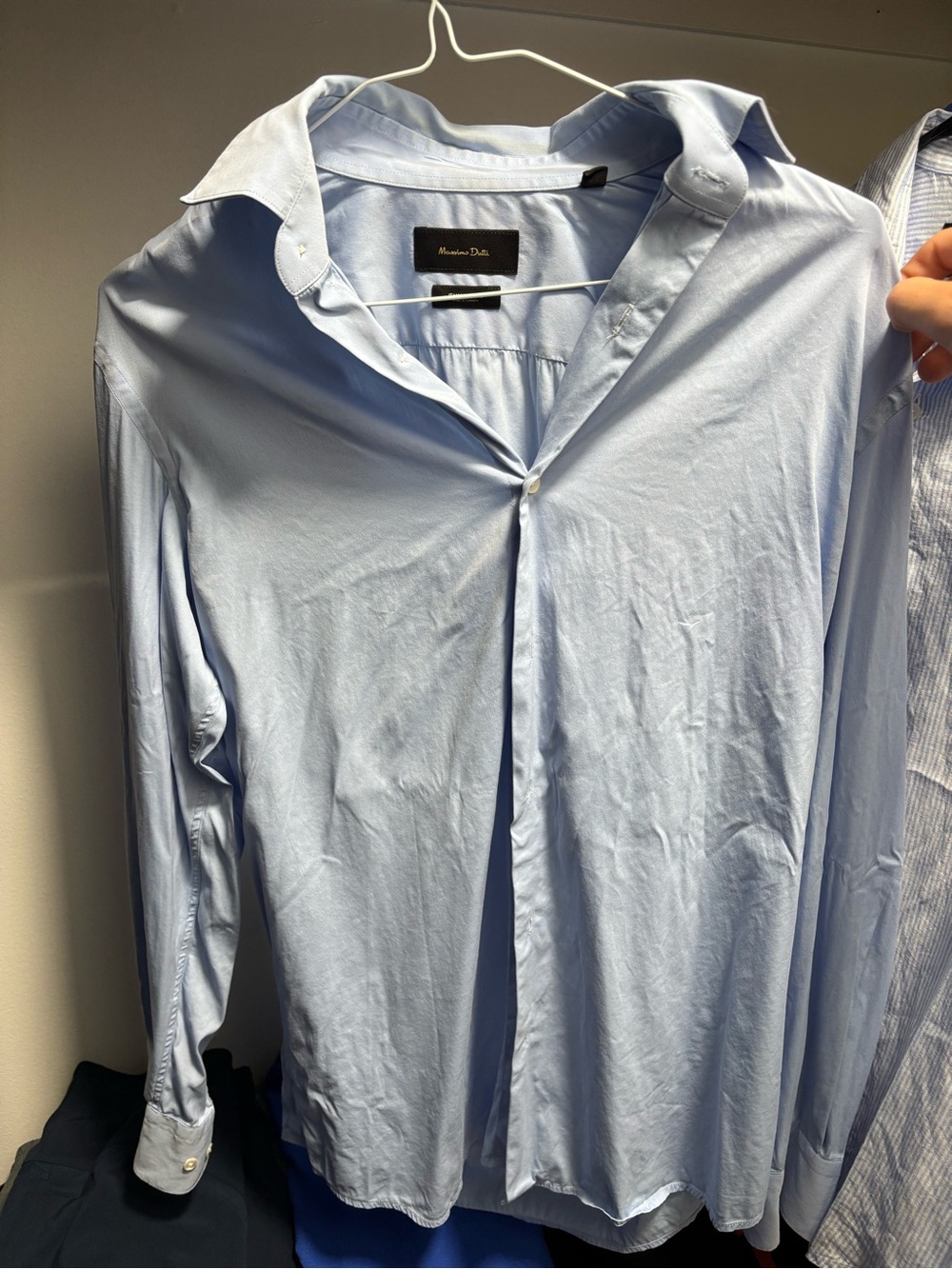 Massimo Dutti Pale Blue Cotton Dress Shirt